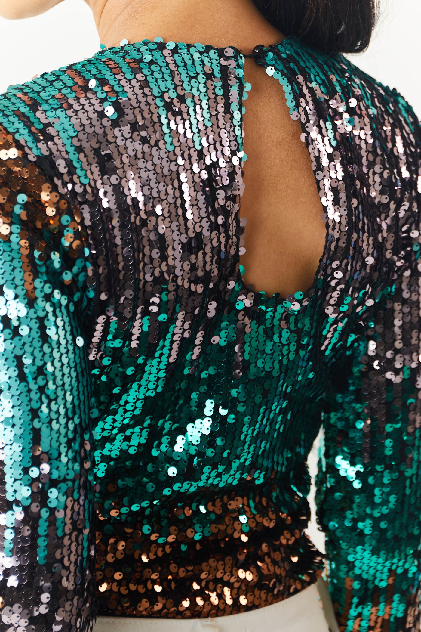 Jade Multicolor Long Sleeve Sequins Bodysuit