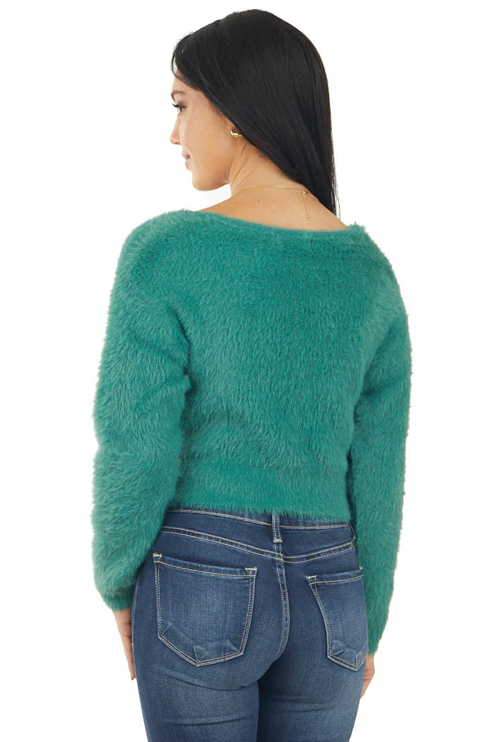 Juniper Button Up Cropped Fur Sweater Cardigan