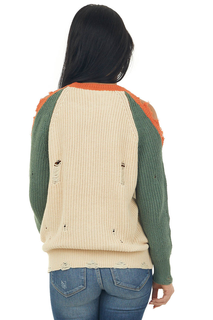Juniper Colorblock Sweater with Cold Shoulders
