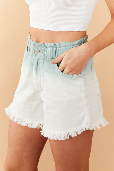 Juniper Ombre Elastic Waistline Denim Shorts
