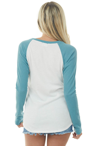 Juniper and Ivory Long Sleeve Top with X Stitch Detail