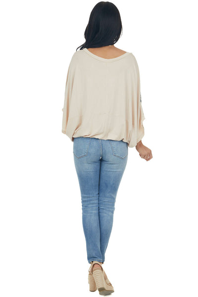 Latte Multiprint Chevron Colorblock Dolman Sleeve Knit Top