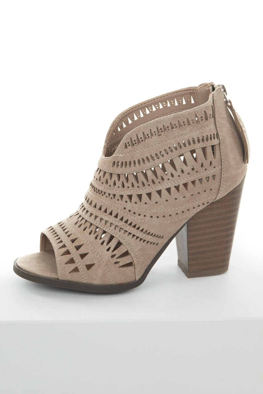 Laser cut peep toe booties discount