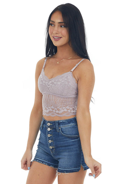 Lavender Padded Sweetheart Neck Lace Bralette