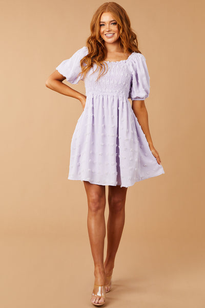 Lavender Swiss Dot Smocked Short Dress