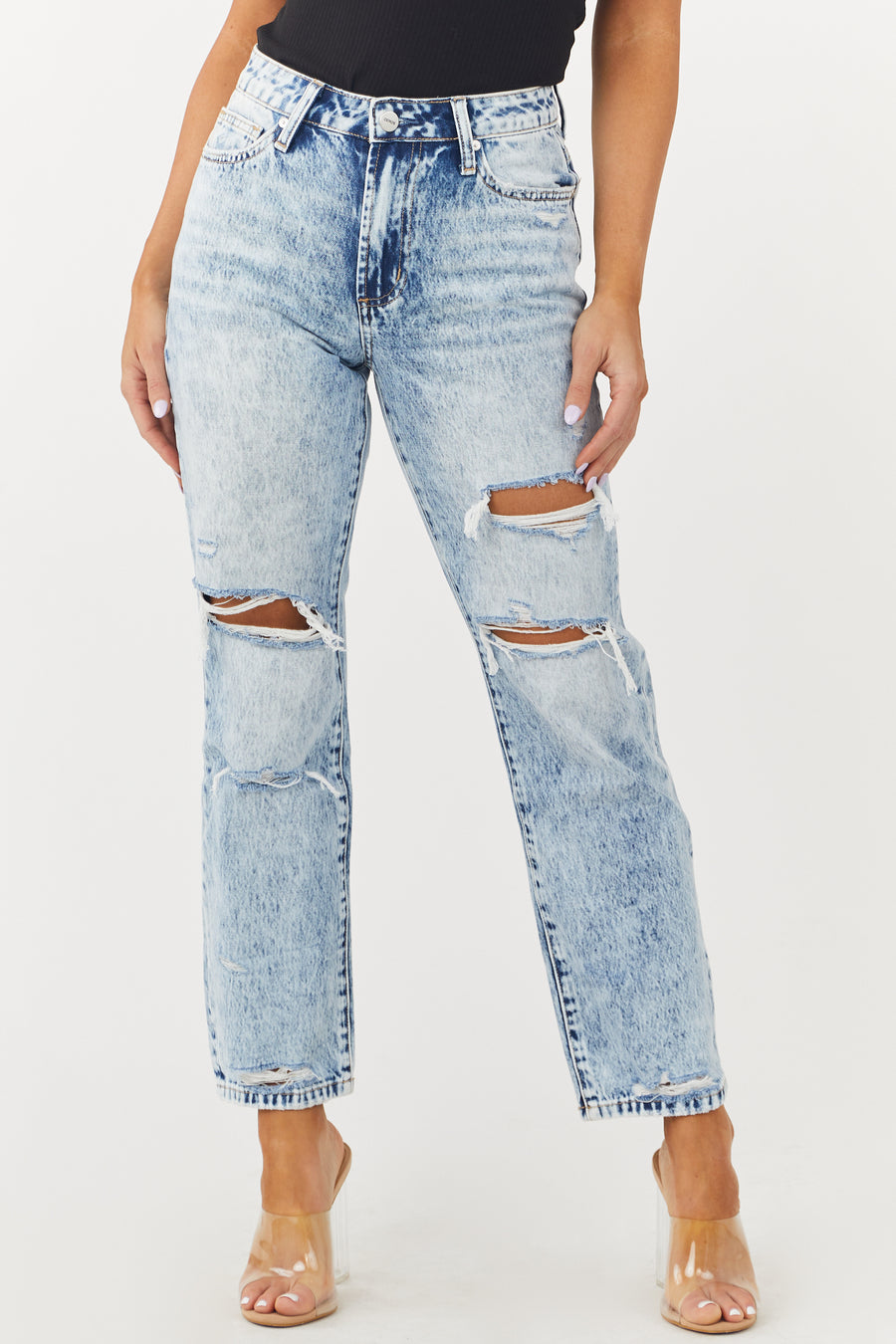 Bubblegum Acid Wash High-Rise Jean