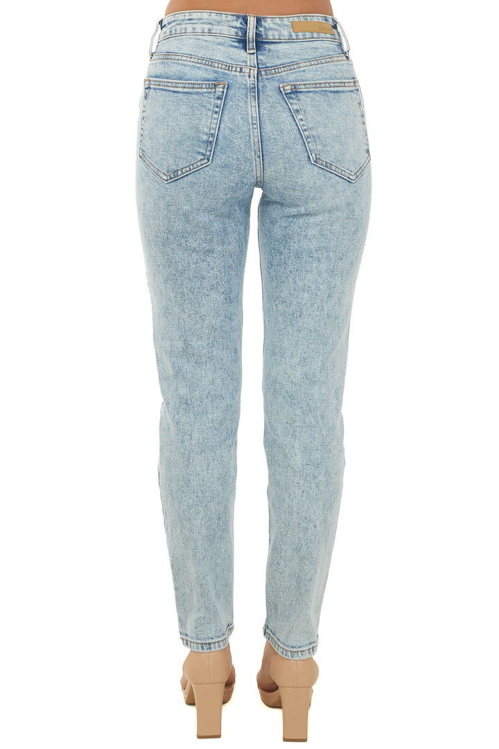 Light Acid Wash Straight Fit High Rise Jeans