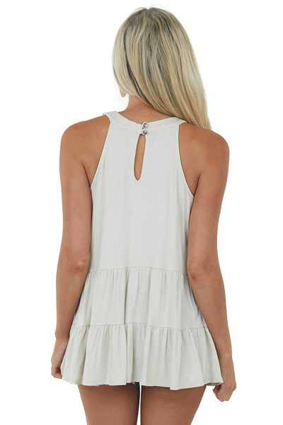 Light Oatmeal Halter Tiered Top with Keyhole