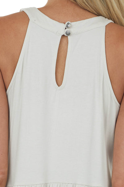 Light Oatmeal Halter Tiered Top with Keyhole