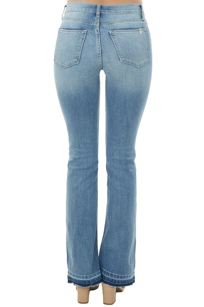 Light Wash Mid Rise Bootcut Jeans with Dark Hem