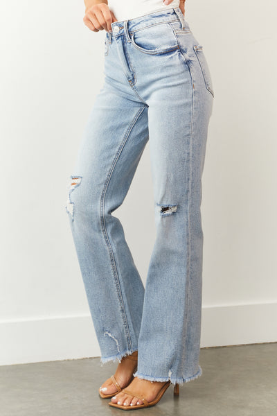 Light Washed Distressed 90s Straight Leg Jeans