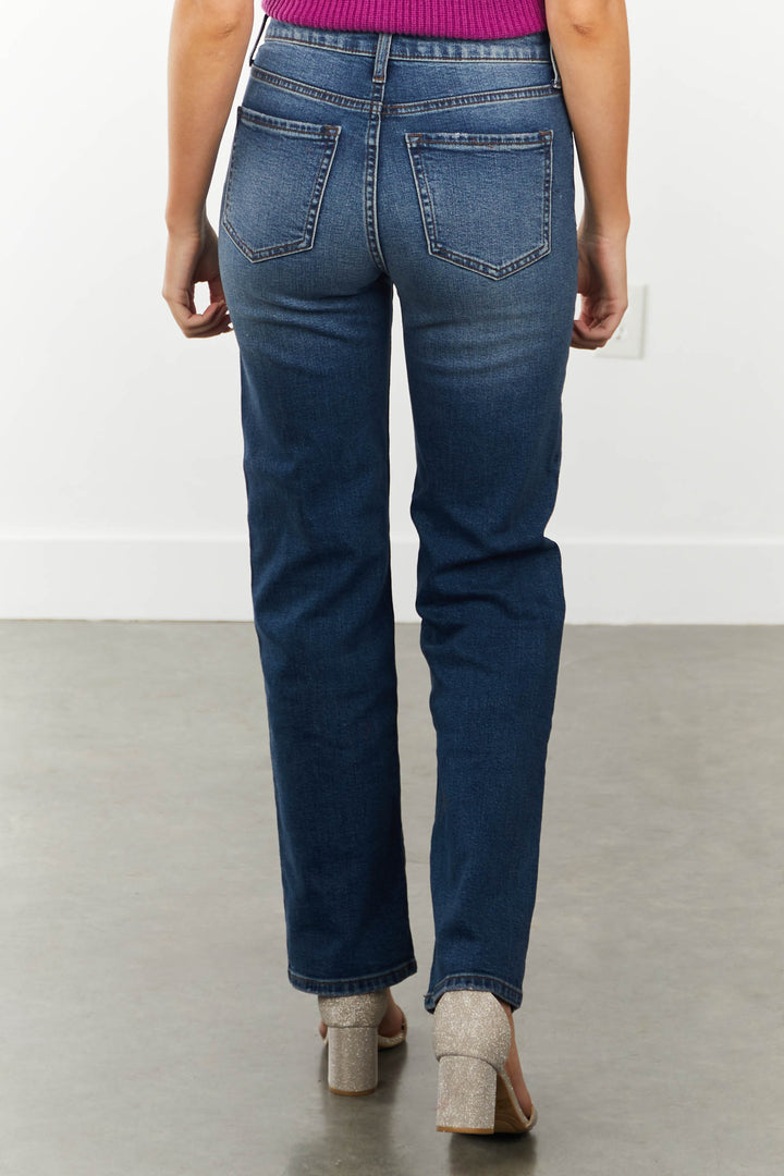 Medium Vintage Wash High Waisted Straight Jeans