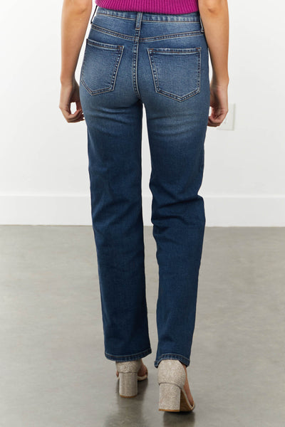 Medium Vintage Wash High Waisted Straight Jeans