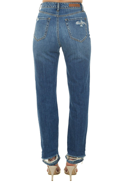 Cello Medium Wash High Rise Heavily Distressed Jeans