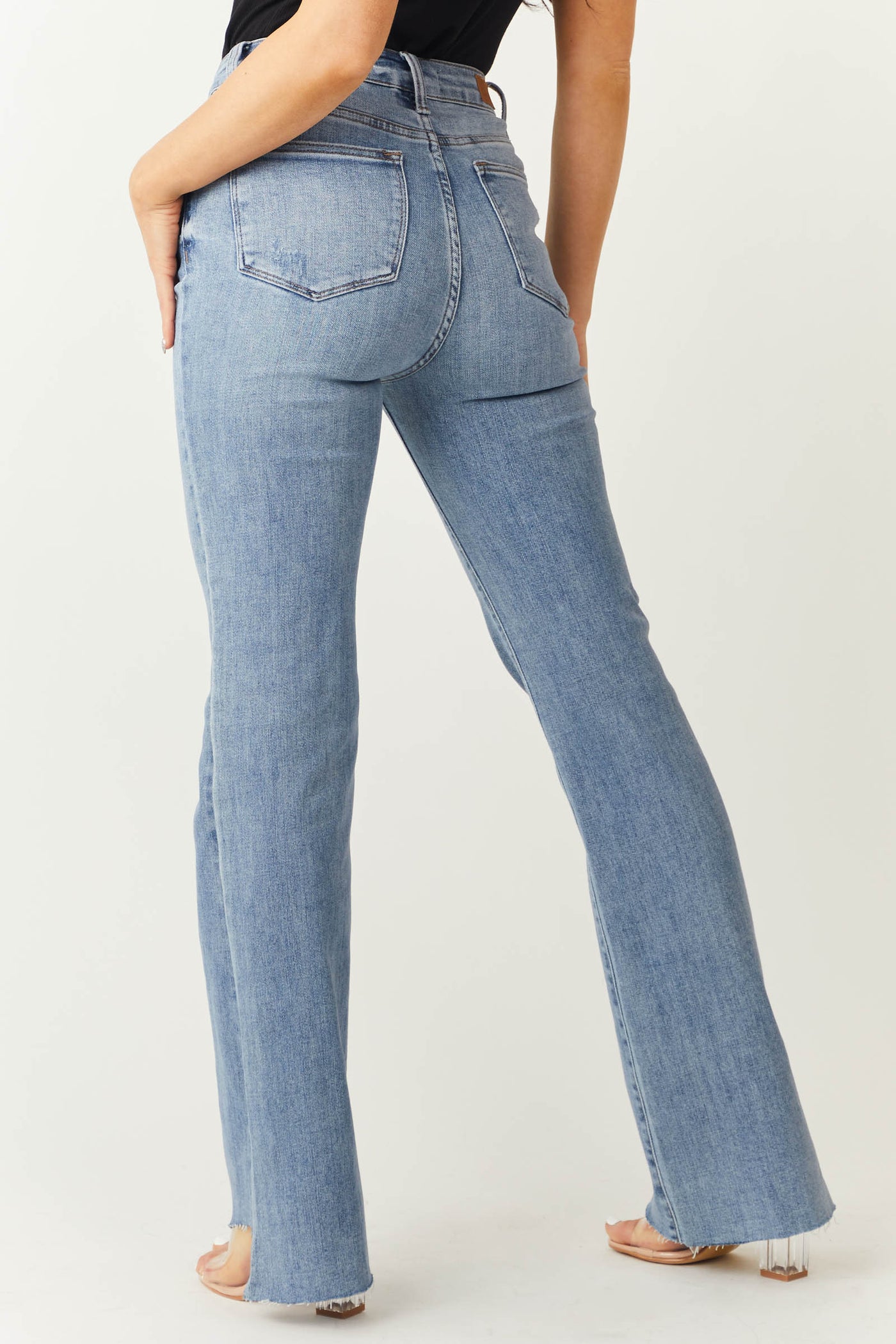 Medium Wash High Rise Slim Bootcut Jeans