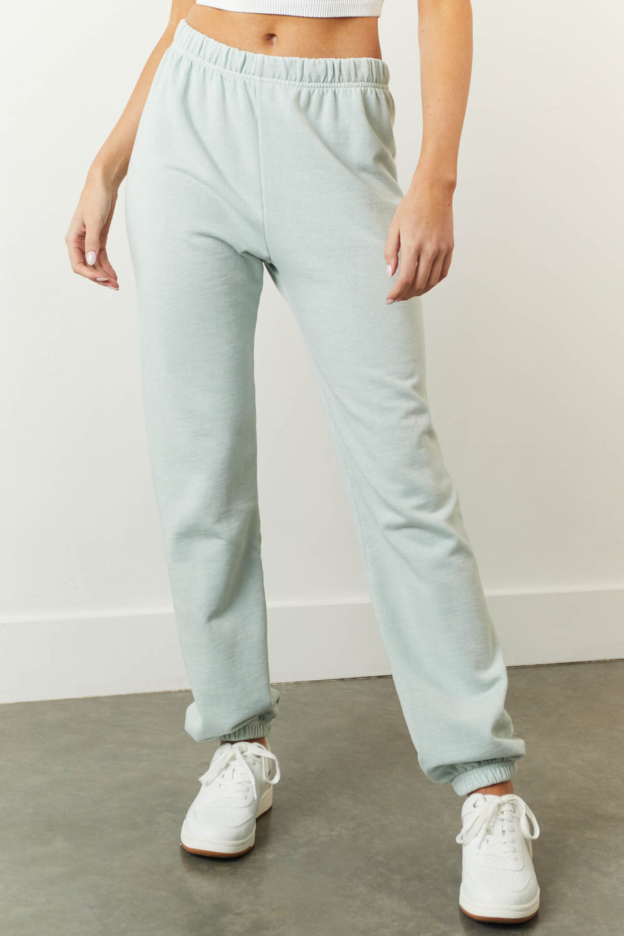 Mint Fleece Lined Solid Cotton Sweatpants