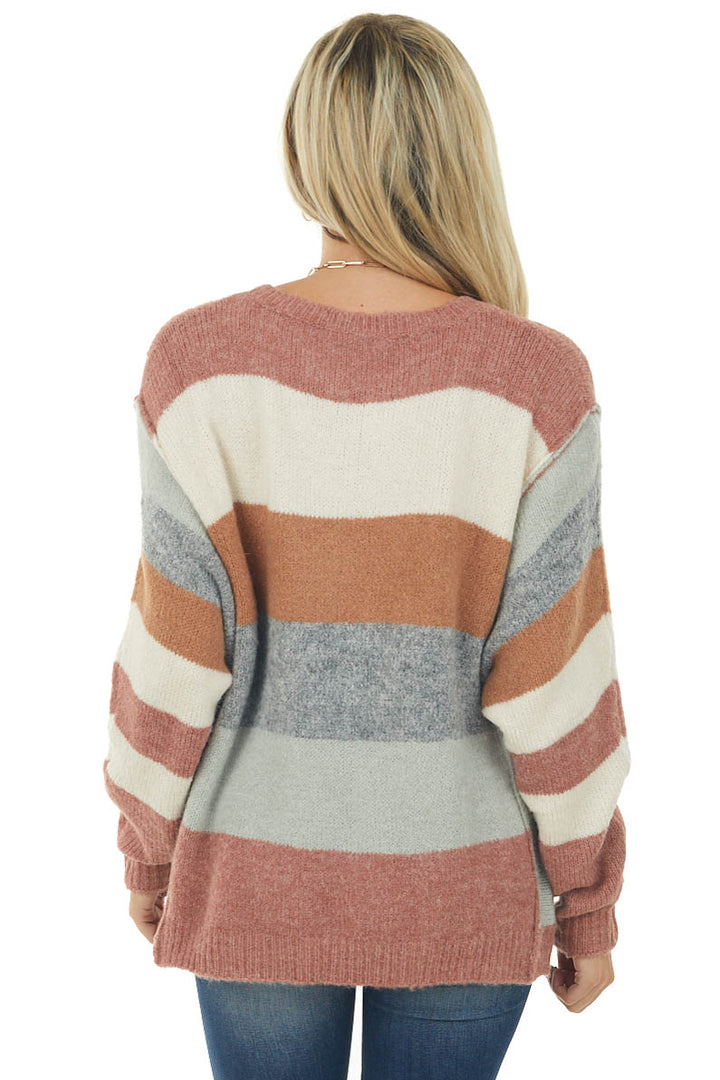 Multicolor Striped Dolman Sleeve Sweater