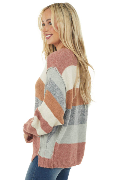Multicolor Striped Dolman Sleeve Sweater