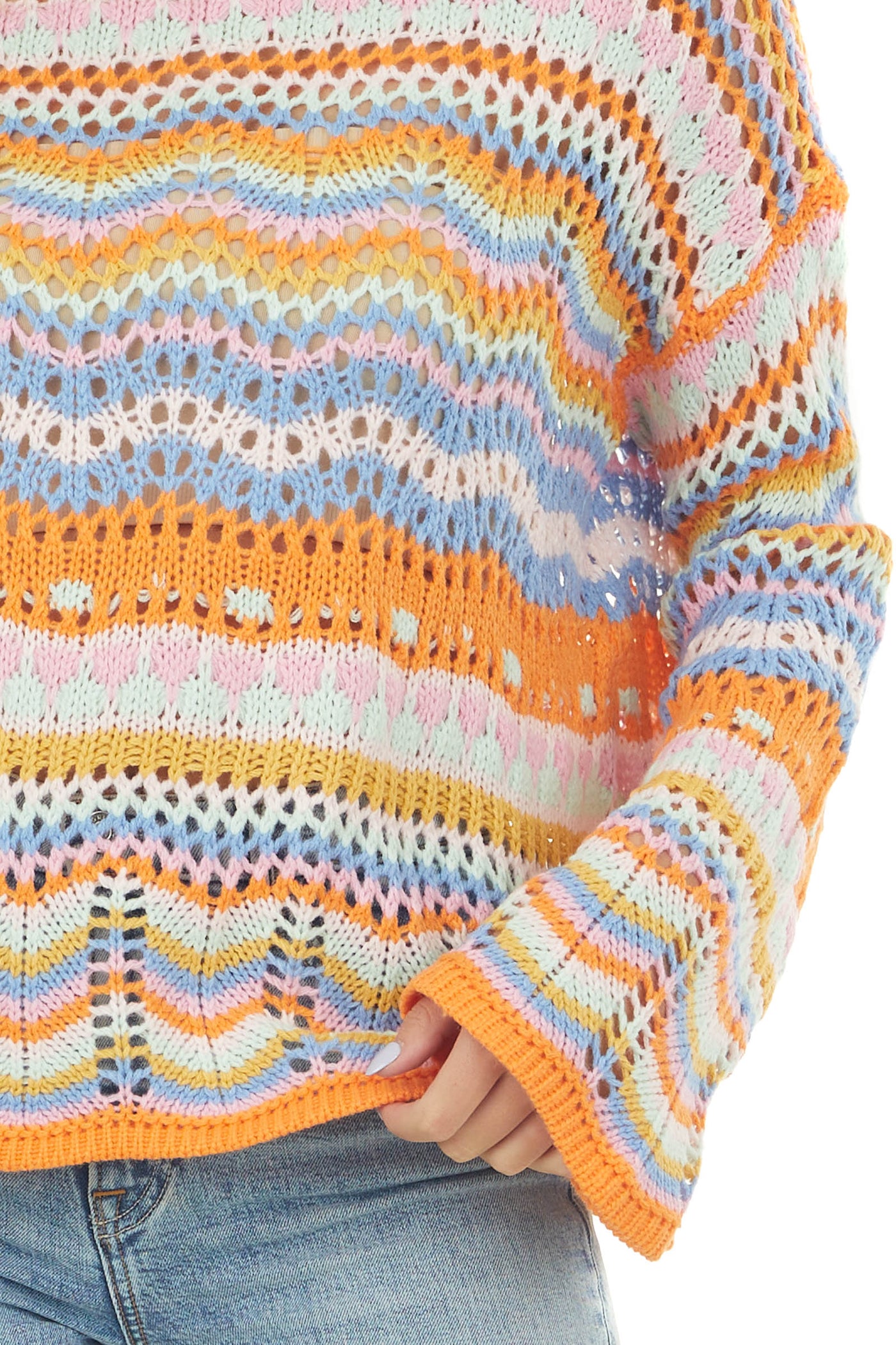 Neon Tangerine Abstract Multicolor Knit Sweater