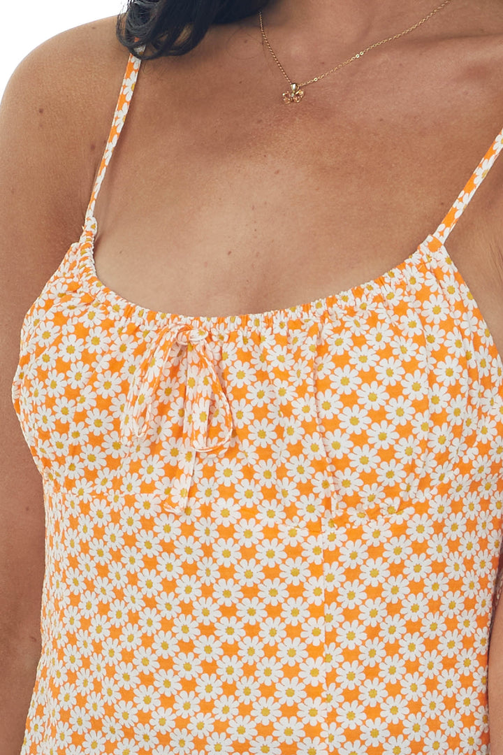 Neon Tangerine Daisy Print Cami Mini Dress