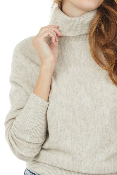 Oatmeal Long Dolman Sleeve Cowl Neckline Sweater
