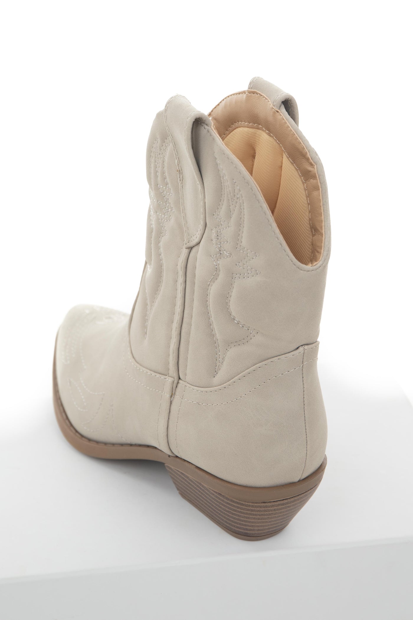 Oatmeal Western Style Pointed Toe Booties