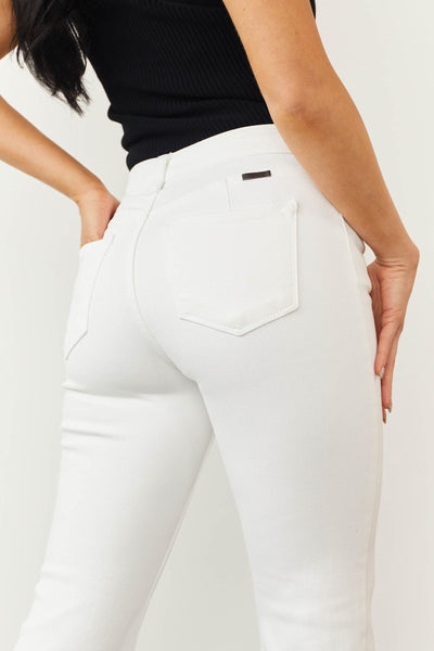 Off White Button Fly High Rise Flare Jeans