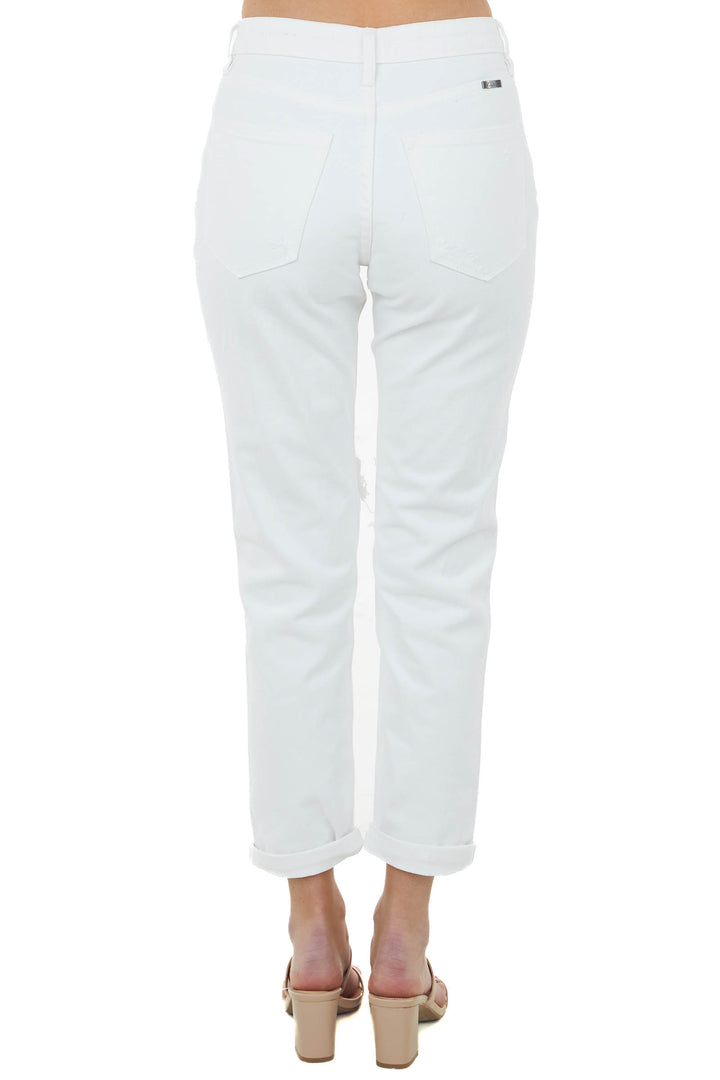 Off White High Rise Heavily Distressed Denim Jeans