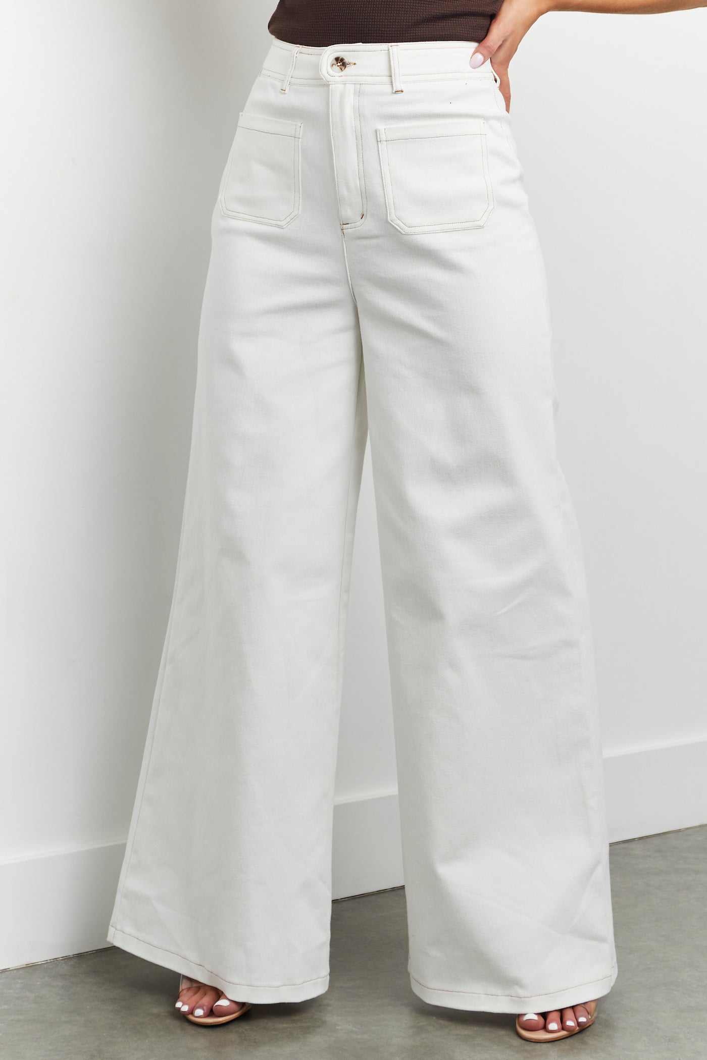 Off White High Rise Wide Leg Sailor Jeans