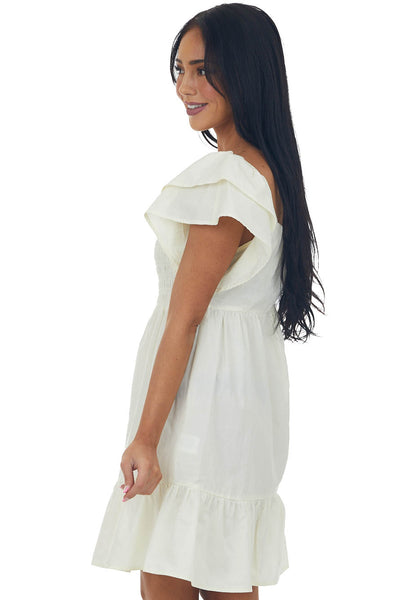 Pastel Yellow Smocked Babydoll Ruffle Dress