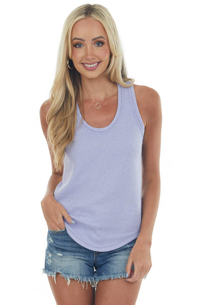 Periwinkle Thermal Knit Tank Top with Racerback