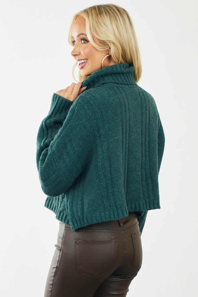 Pine Cable Knit Cropped Turtleneck Sweater