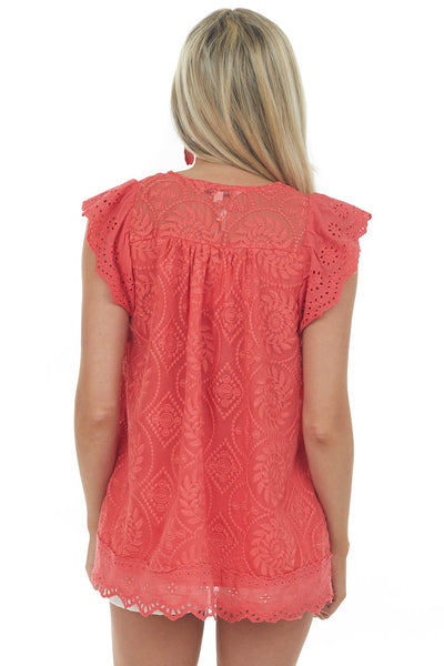 Ruby Embroidered Eyelet Sleeve Tassel Blouse