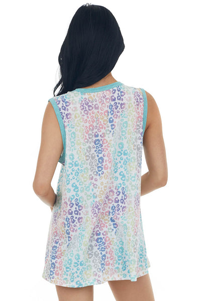 Seafoam Multicolored Leopard Print Tank Top