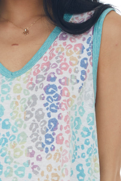 Seafoam Multicolored Leopard Print Tank Top