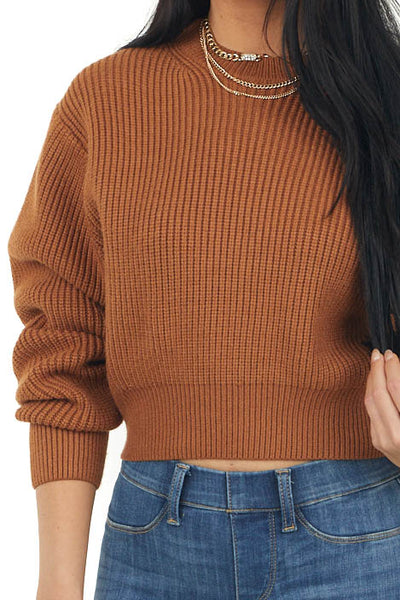 Sepia Thick Ribbed Cropped Sweater Top