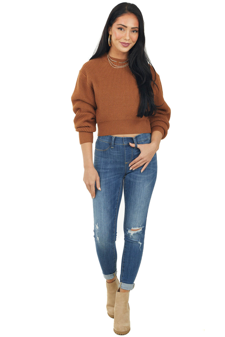 Sepia Thick Ribbed Cropped Sweater Top