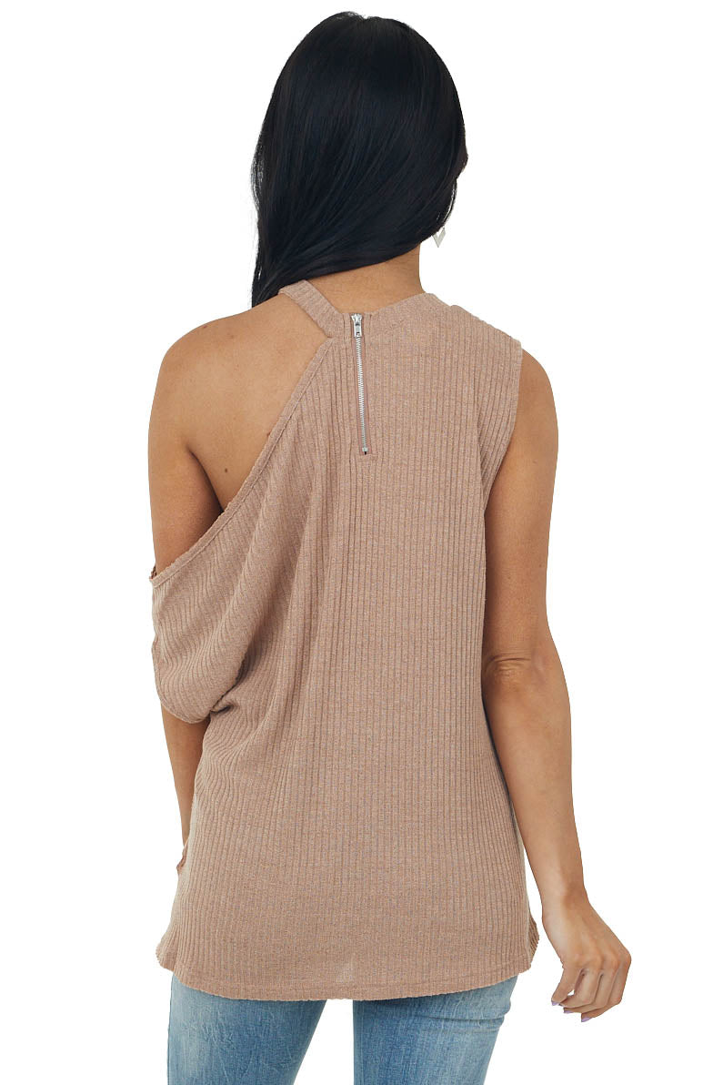 Sienna Sleeveless Asymmetrical Knit Top with Cold Shoulder