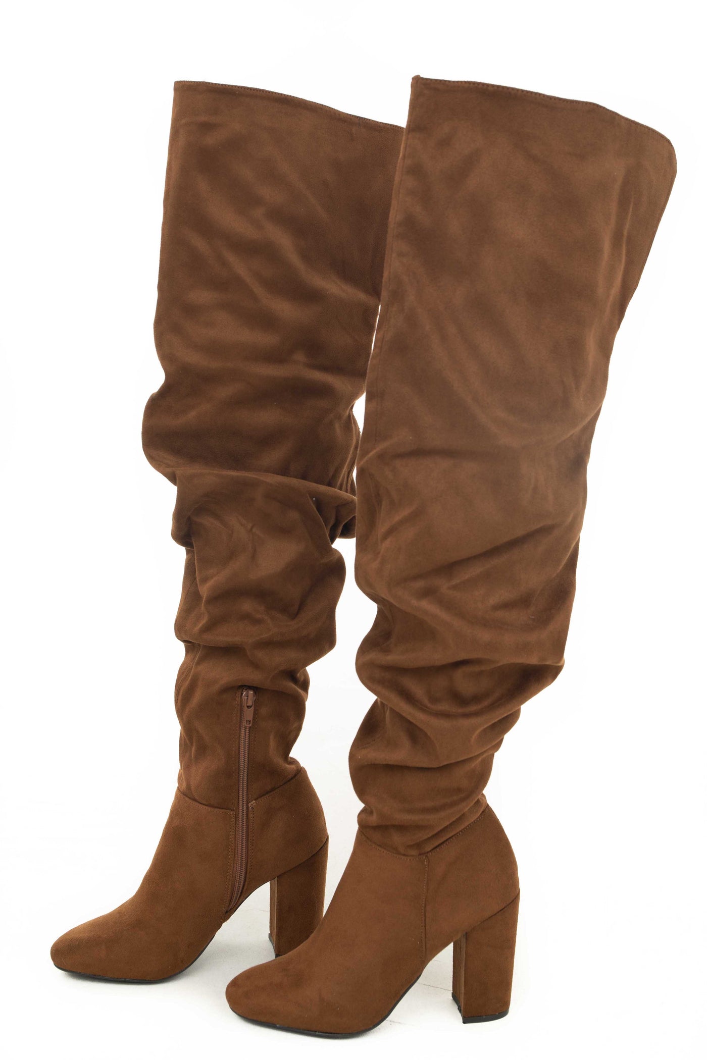 Spice Faux Suede Thigh High Scrunch Style Boots