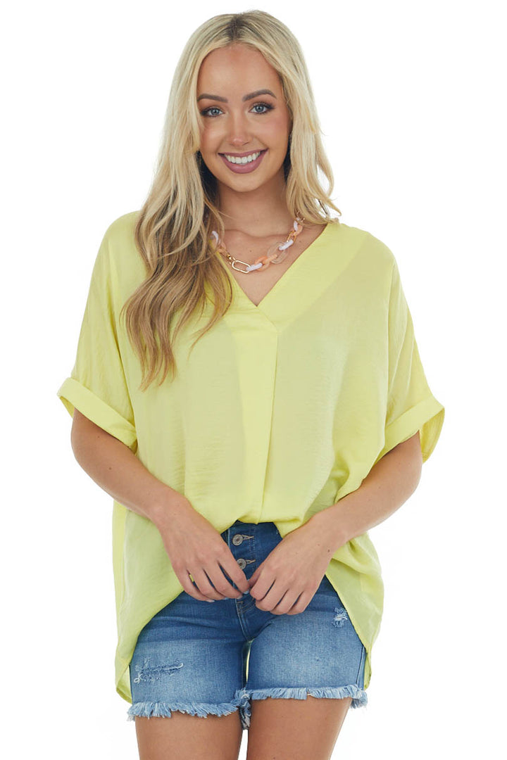 Sunshine Rolled Cuff Wide Fit Silky Blouse