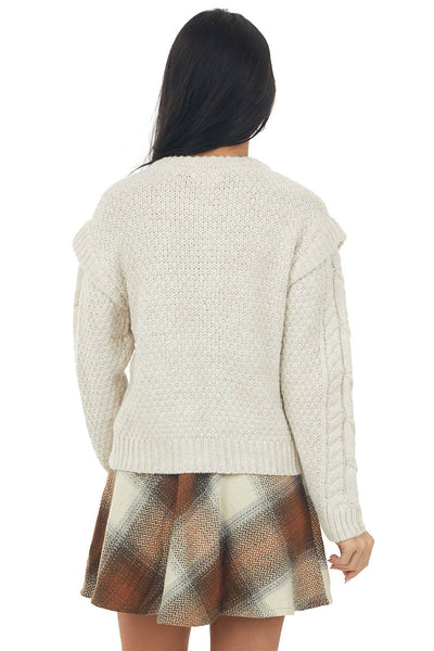 Vanilla Long Sleeve Cable Knit Sweater