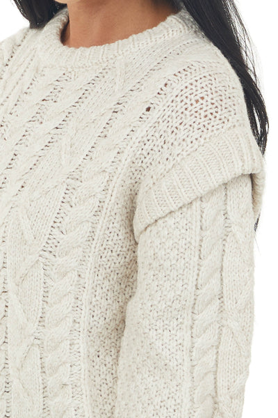 Vanilla Long Sleeve Cable Knit Sweater
