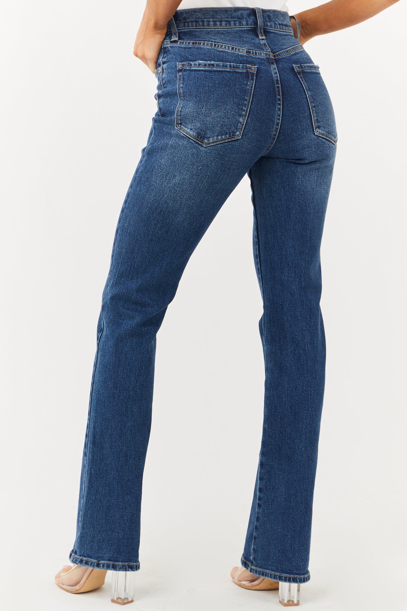 KanCan Vintage Dark High Rise Button Fly Bootcut Jeans | Lime Lush
