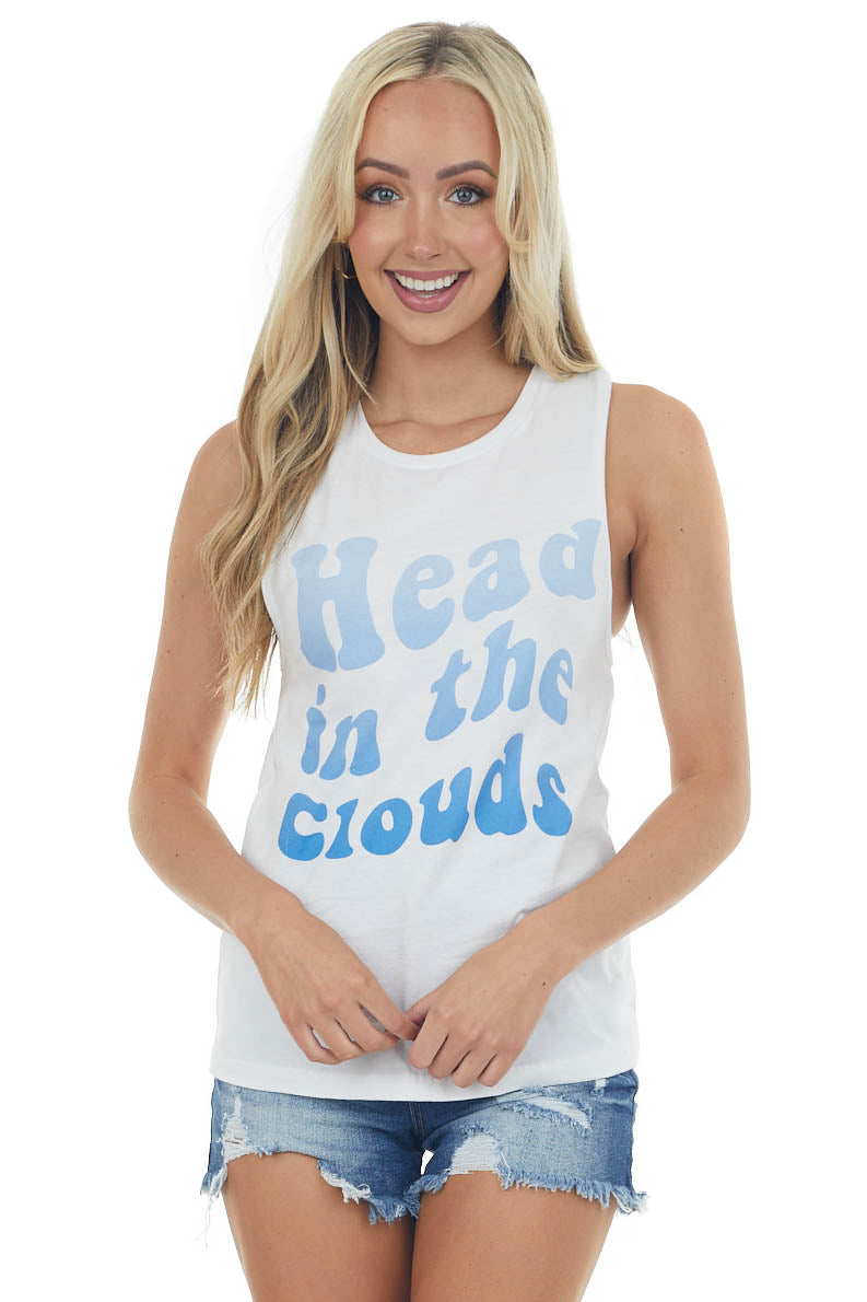 White 'Head in the Clouds' Graphic Tank Top