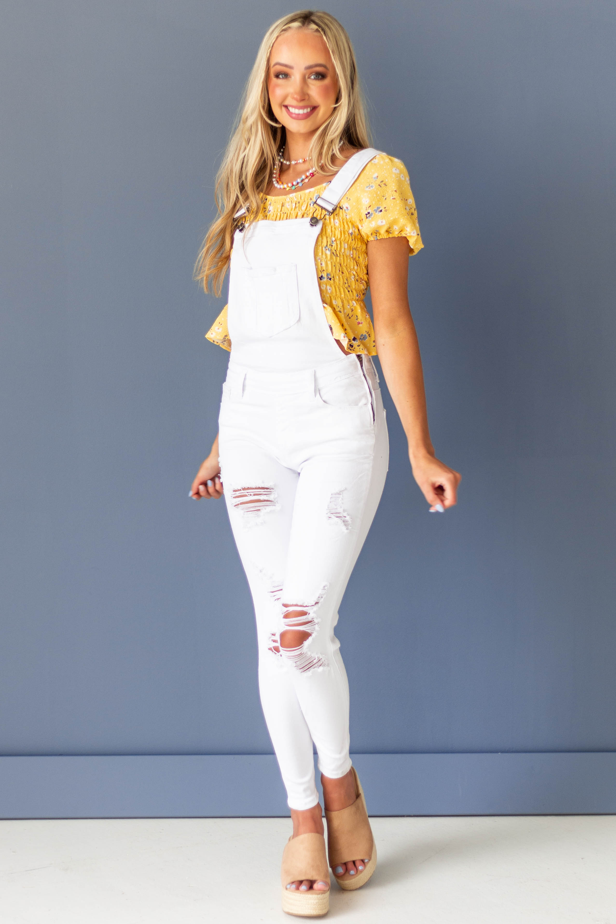 White on sale skinny overalls