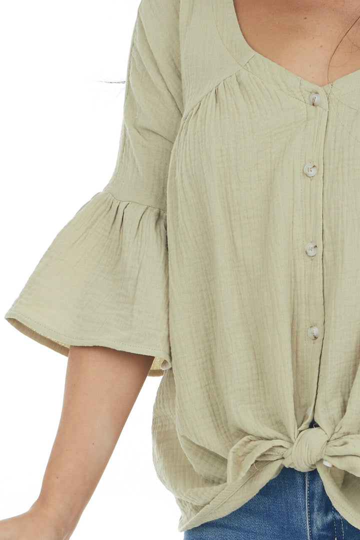 Willow Button Down Flare Sleeve Blouse