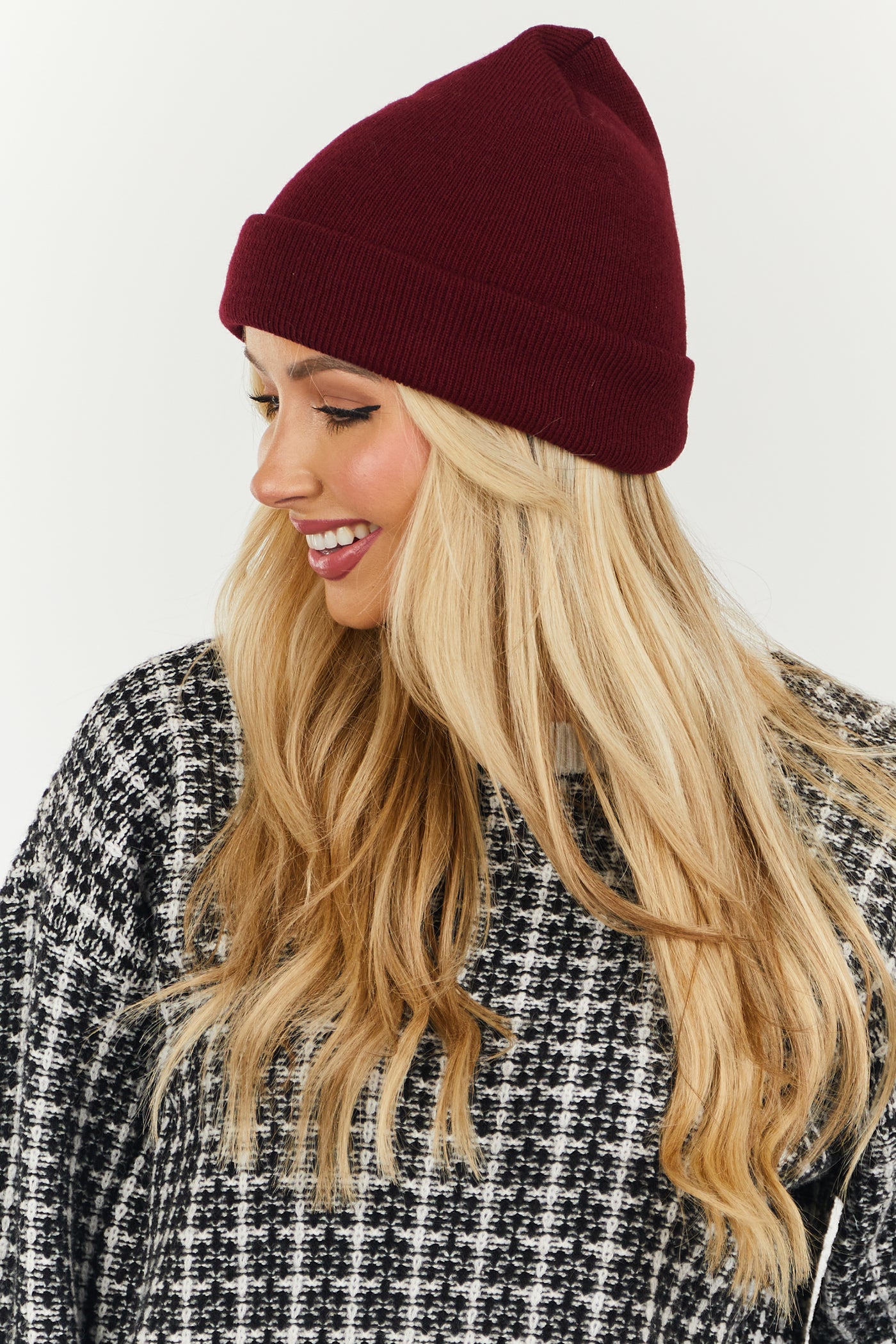 Wine Solid Comfy Knit Basic Beanie