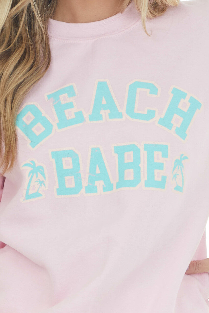 Baby Pink 'Beach Babe' Graphic Sweatshirt 