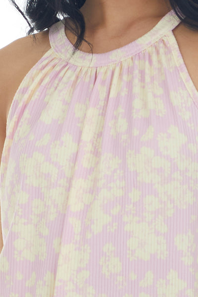 Bubblegum Floral Print Halter Neck Tank Top 
