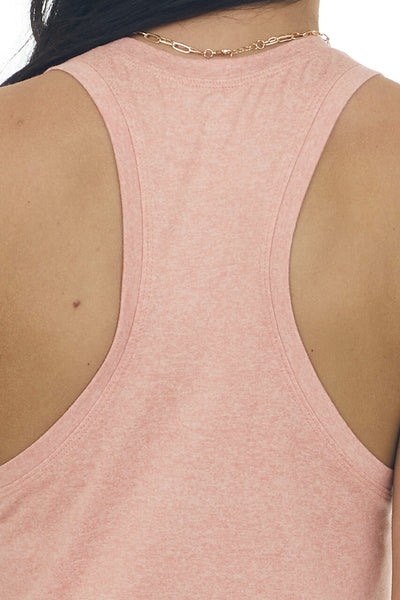 Coral Melange Racerback Knit Tank Top